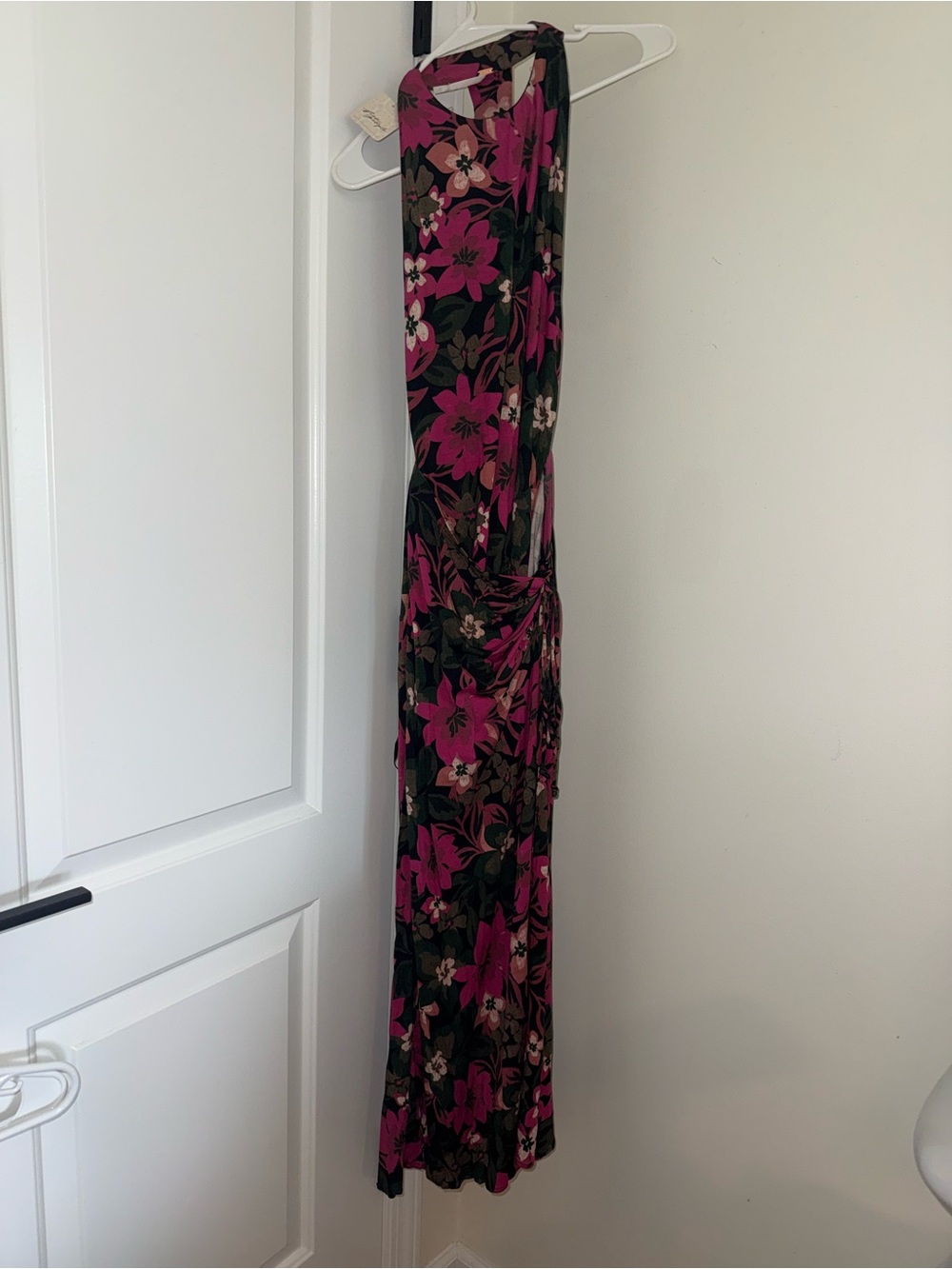 Women’s Floral Maxi Dress in Magenta and Black
